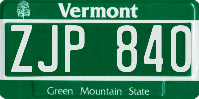 VT license plate ZJP840