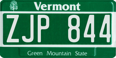 VT license plate ZJP844
