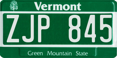 VT license plate ZJP845