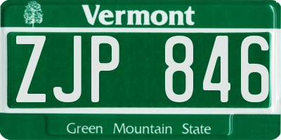 VT license plate ZJP846