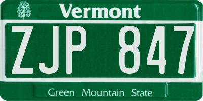 VT license plate ZJP847