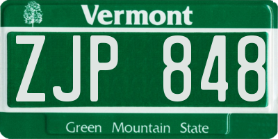 VT license plate ZJP848