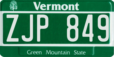 VT license plate ZJP849