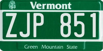 VT license plate ZJP851