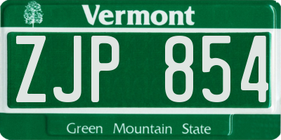 VT license plate ZJP854