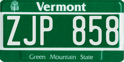 VT license plate ZJP858