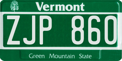 VT license plate ZJP860