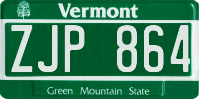 VT license plate ZJP864