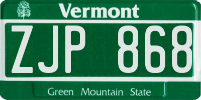 VT license plate ZJP868