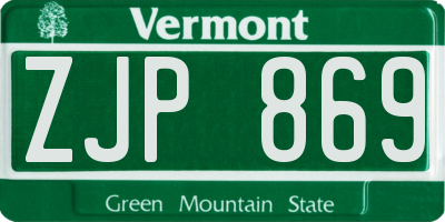 VT license plate ZJP869