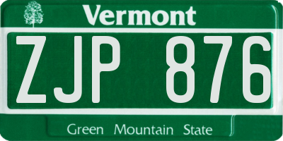 VT license plate ZJP876