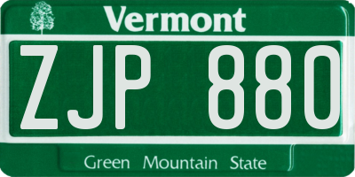 VT license plate ZJP880
