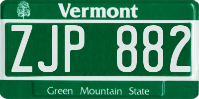 VT license plate ZJP882