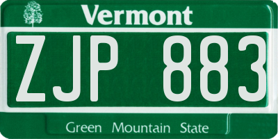 VT license plate ZJP883