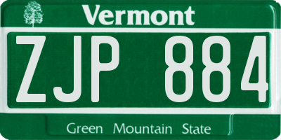 VT license plate ZJP884