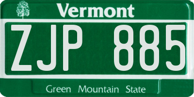 VT license plate ZJP885