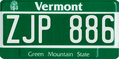 VT license plate ZJP886
