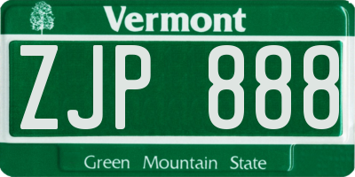 VT license plate ZJP888