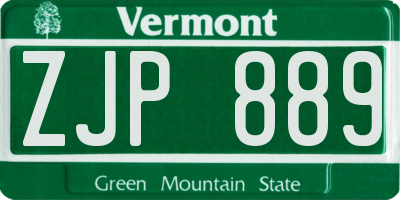 VT license plate ZJP889