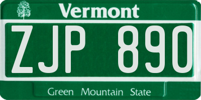 VT license plate ZJP890