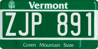 VT license plate ZJP891