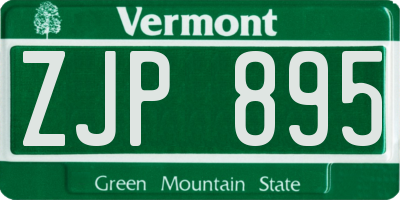 VT license plate ZJP895