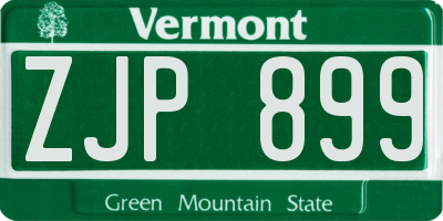 VT license plate ZJP899
