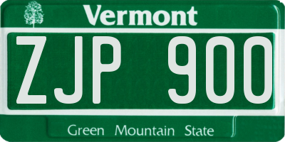VT license plate ZJP900