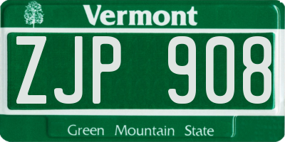 VT license plate ZJP908