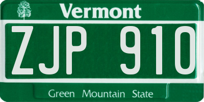VT license plate ZJP910