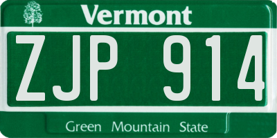 VT license plate ZJP914