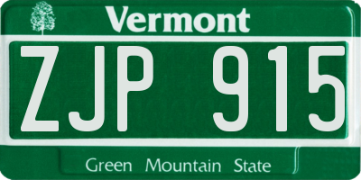 VT license plate ZJP915