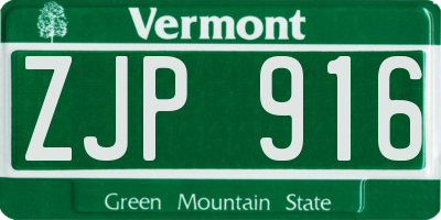 VT license plate ZJP916