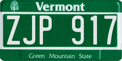 VT license plate ZJP917