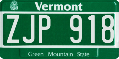 VT license plate ZJP918