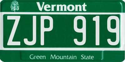 VT license plate ZJP919