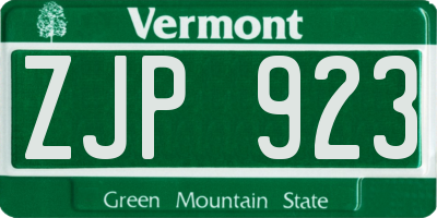 VT license plate ZJP923
