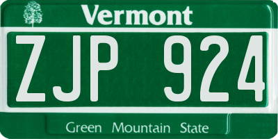 VT license plate ZJP924