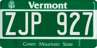 VT license plate ZJP927