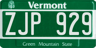 VT license plate ZJP929