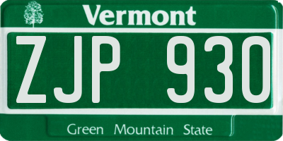 VT license plate ZJP930