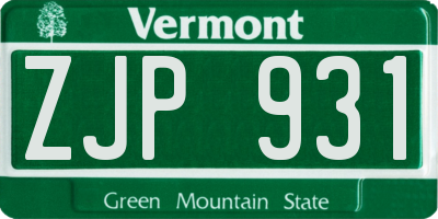 VT license plate ZJP931