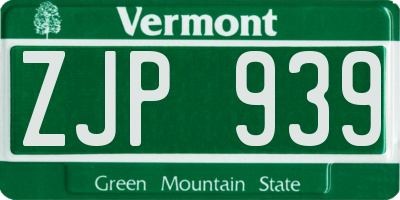 VT license plate ZJP939