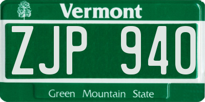 VT license plate ZJP940