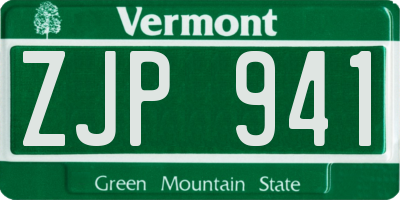 VT license plate ZJP941