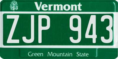 VT license plate ZJP943