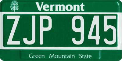 VT license plate ZJP945