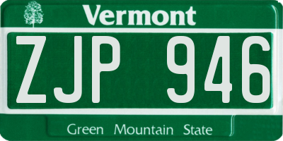 VT license plate ZJP946