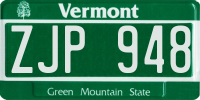 VT license plate ZJP948