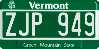 VT license plate ZJP949